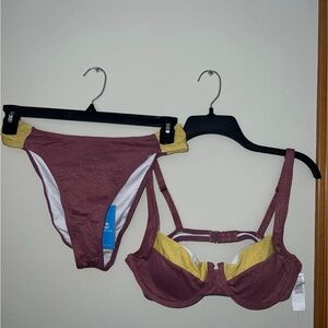 Shimmery Mauve & Gold Bikini Set